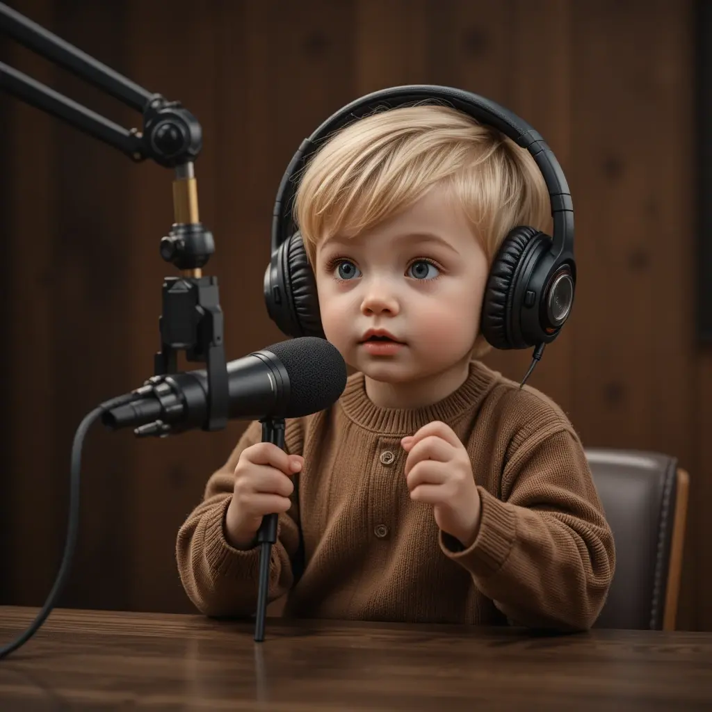 Podcast mic with headphones