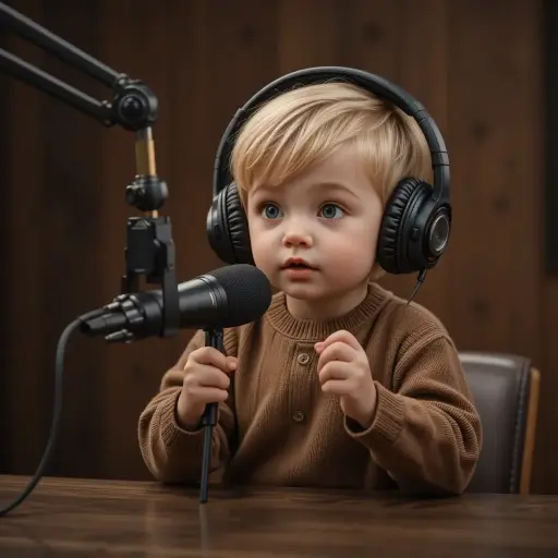 Podcast mic with headphones
